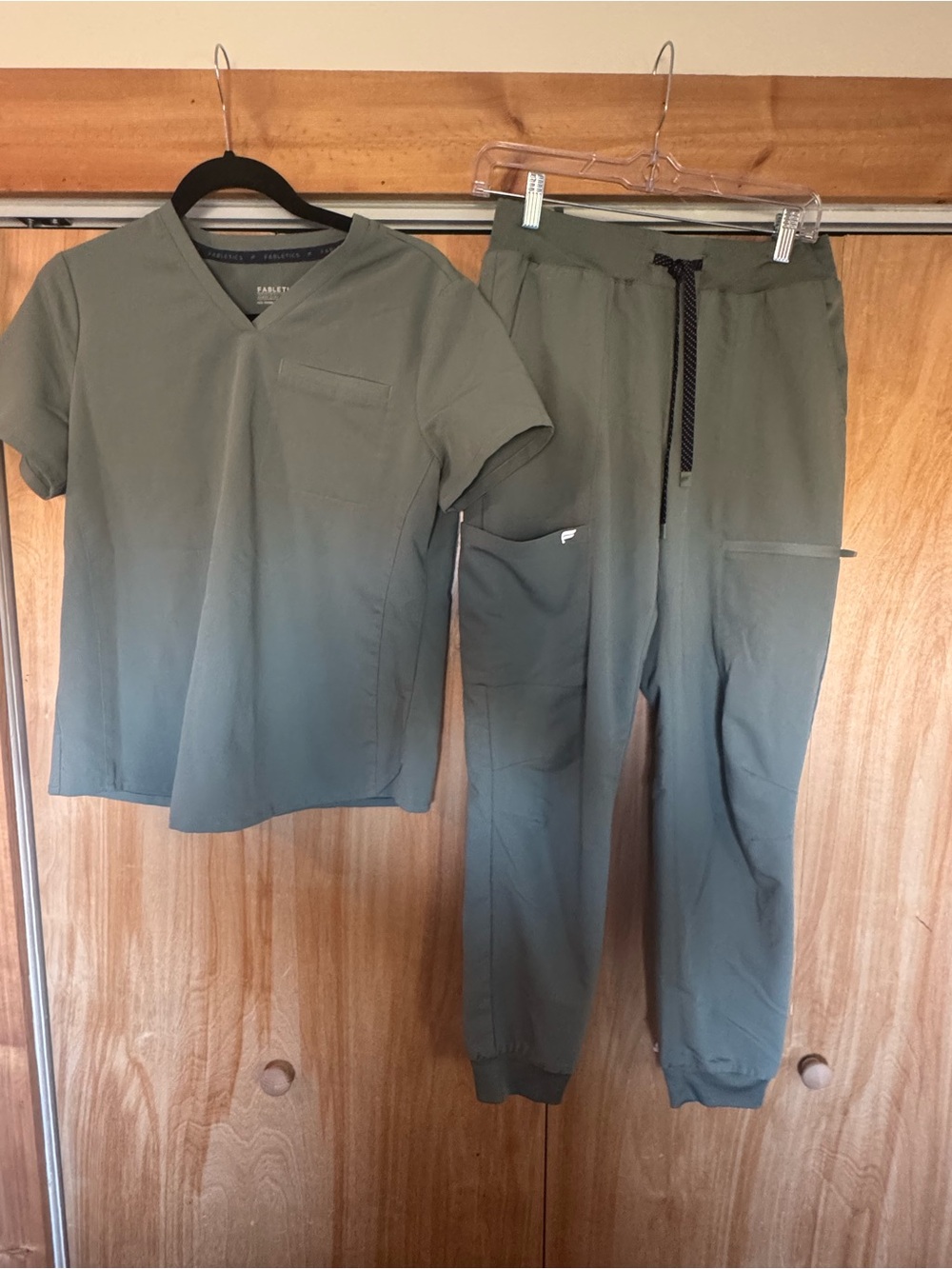 Sage green Fabletics scrub set